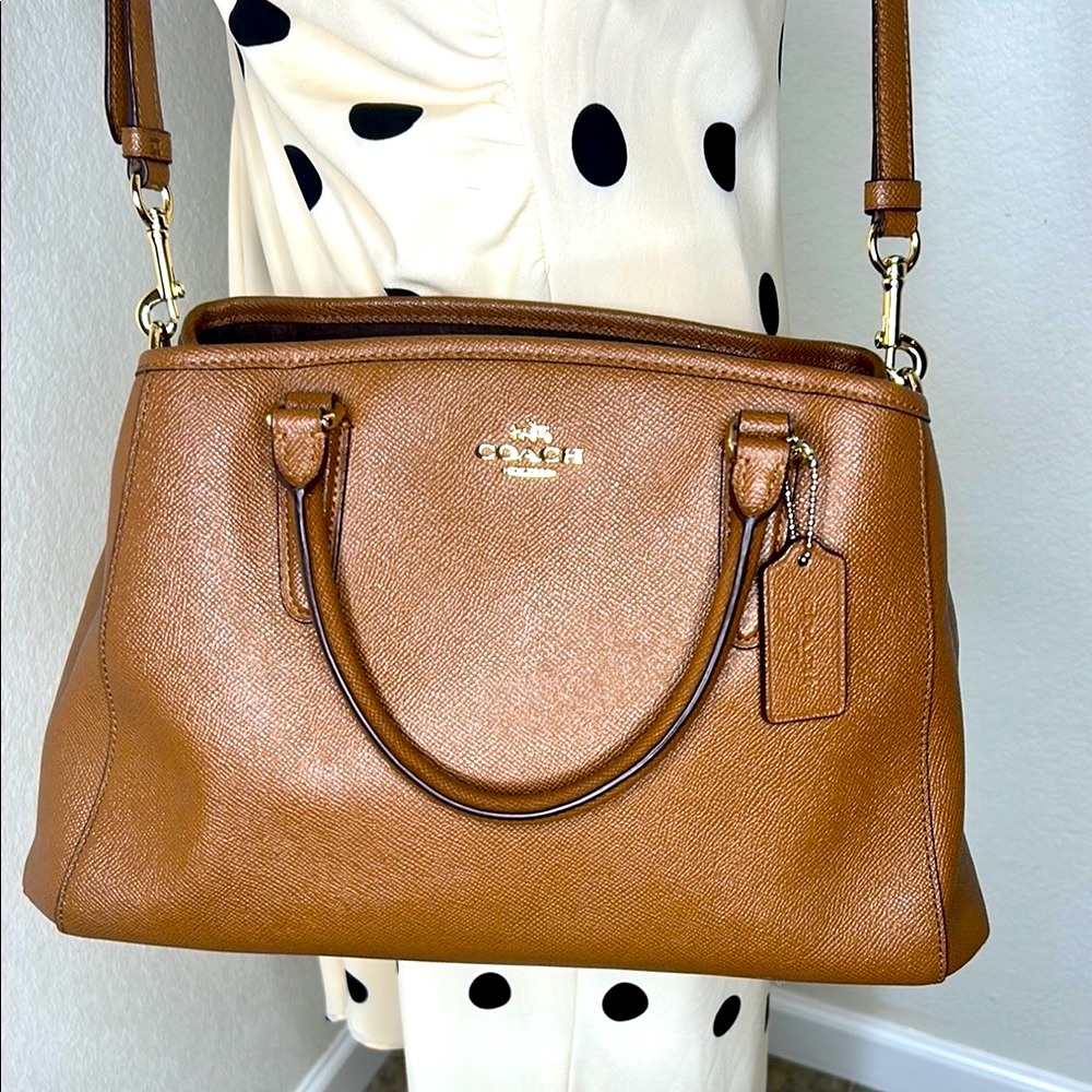 Coach Margot Carryall Crossbody Bag Pebbled Leather Brown Tote Satchel